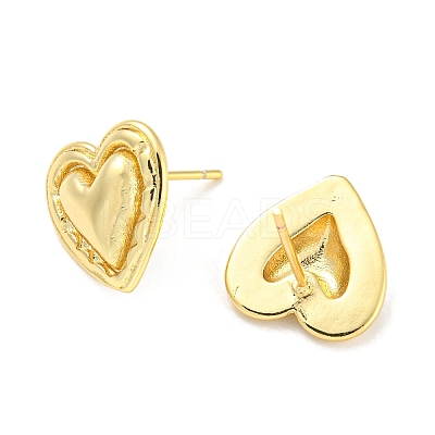 Rack Plating Brass Heart Stud Earrings for Women EJEW-F326-22G-1