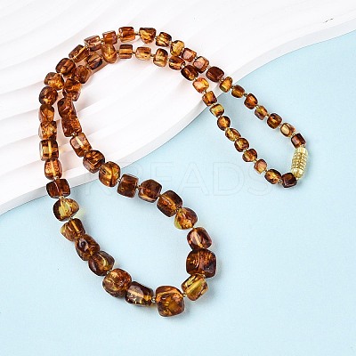 Natural Amber Nuggets Graduated Beaded Necklaces NJEW-T019-04-1