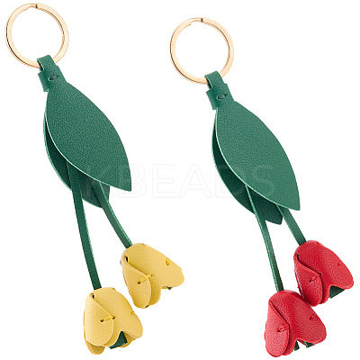 2Pcs 2 Colors Imitation Leather Key Hanging Decoration FIND-GF0008-34-1