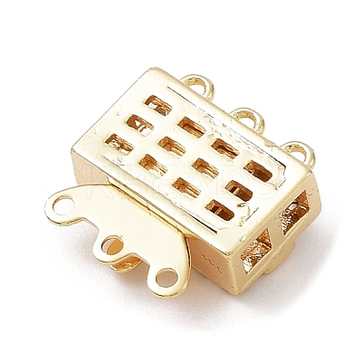 Brass Micro Pave Clear Cubic Zirconia Box Clasps KK-C031-10G-1