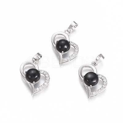 Natural Black Agate Pendants G-L512-O09-1