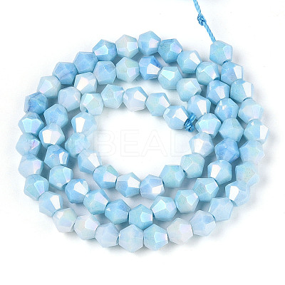 Anti-Tarnish Electroplate Bicone Glass Beads Strands EGLA-T021-6mm-16-08-1