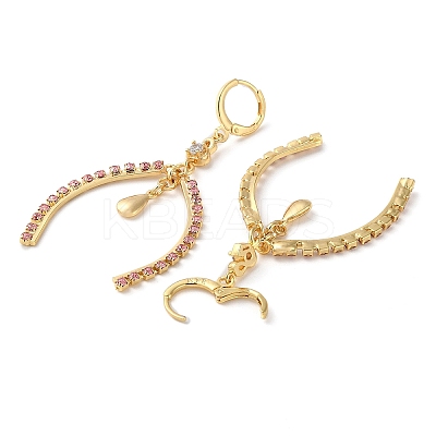 Rhinestone Curved Bar Leverback Earrings EJEW-K256-24KCG-1
