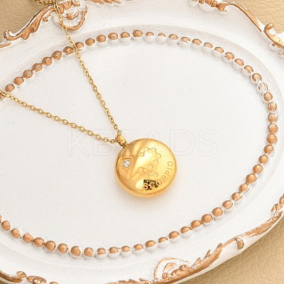 304 Stainless Steel Clear Cubic Zirconia Constellation Pendant Necklaces NJEW-R021-02G-08-1