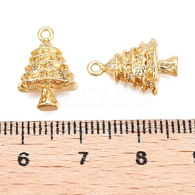 Christmas Theme Brass Pave Clear Cubic Zirconia Charms KK-T073-06G-1