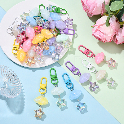 Cloud with Star Acrylic Pendant Decoraions HJEW-YW00184-01-1