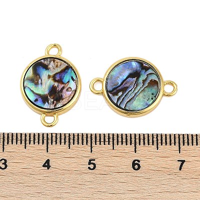 Brass Pave Natural Paua Shell Connector Charms KK-M299-01D-G-1