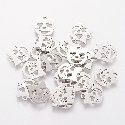 Non-Tarnish 201 Stainless Steel Kitten Charms LS-STAS-Q201-T111-1