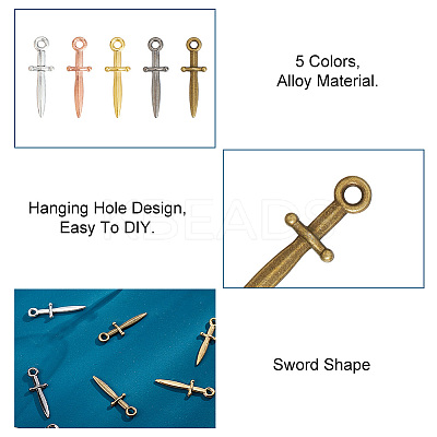 100Pcs 5 Colors Alloy Pendants TIBEP-GO0001-02-1
