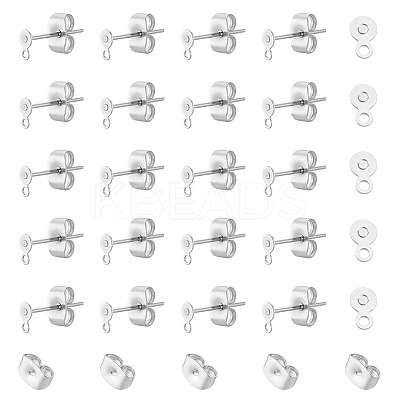 200Pcs 304 Stainless Steel Stud Earring Findings STAS-UN0063-93-1