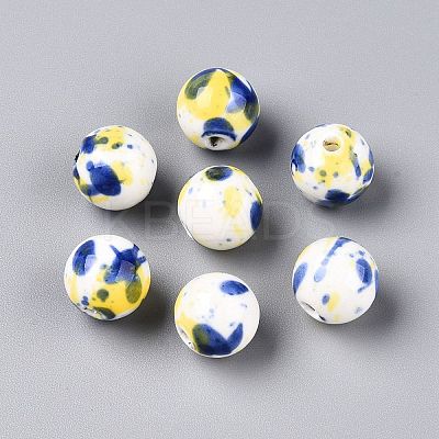 Glazed Porcelain Round Beads PORC-Q197-12mm-04-1