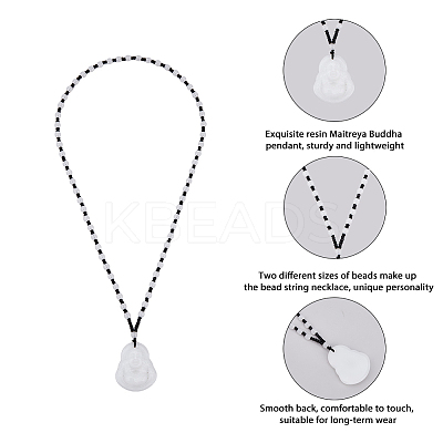 4Pcs Resin Imitation Gemstone Maitreya Buddha Pendant Necklace NJEW-FI0001-62B-1