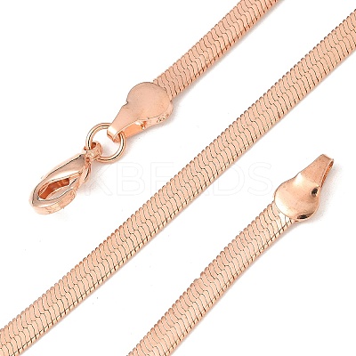 4mm Rack Plating Brass Flat Snake Chain Necklaces for Women Men MAK-L044-14RG-1