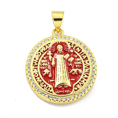 Rack Plating Brass Micro Pave Cubic Zirconia Pendants KK-B091-22G-01-1