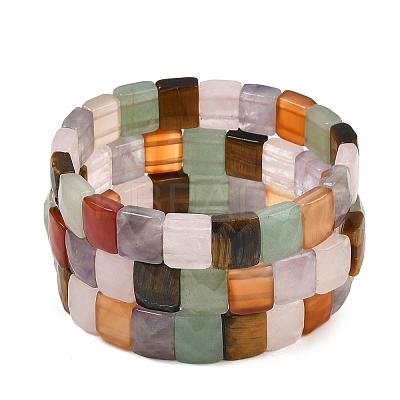 Natural Mixed Stone Stretch Bracelets BJEW-F406-B30-1