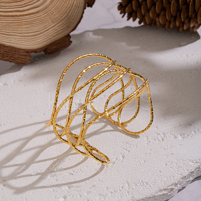 Women’s 304 Stainless Steel Multi-Strand Twisted Cuff Bangles UZ9131-1