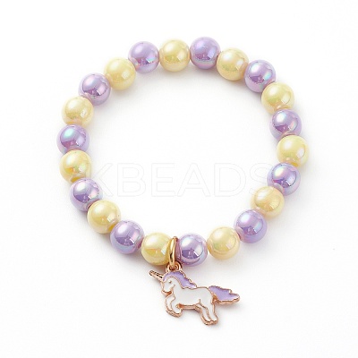 Opaque Acrylic Beads Stretch Bracelet for Kids BJEW-JB06498-1