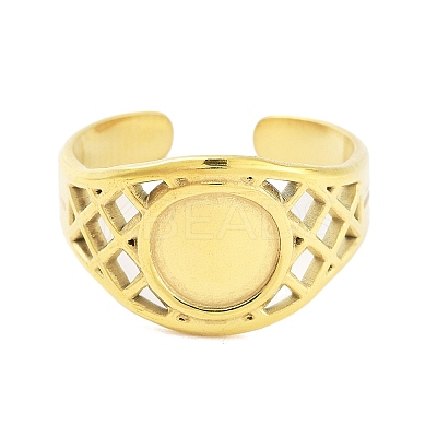 Real 18K Gold Plated 304 Stainless Steel Open Cuff Rings for Women RJEW-B061-01G-03-1