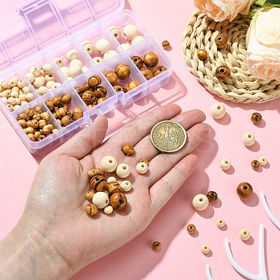 192Pcs Natural Unfinished Wood Beads WOOD-YW0001-47-1