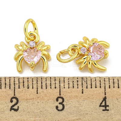 Rack Plating Brass Micro Pave Cubic Zirconia Spider Charms ZIRC-I065-02B-1