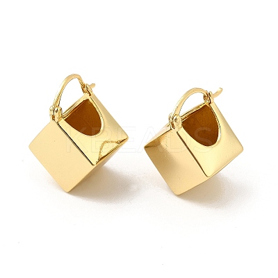 Brass Thick Rhombus Hoop Earrings for Women EJEW-E275-04G-1