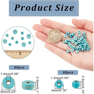 120Pcs 2 Styles Synthetic Turquoise Beads G-NB0003-94-1