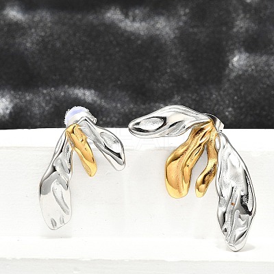 304 Stainless Steel Two-tone Stud Earrings for Women EJEW-R023-01GP-04-1