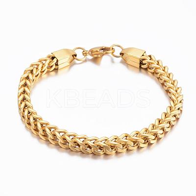 304 Stainless Steel Wheat Chain Bracelets BJEW-H508-06G-1