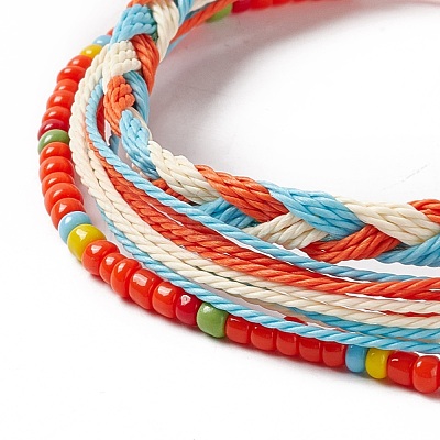 3Pcs 3 Style Plastic Braided Bead Bracelets Set BJEW-B065-08A-1