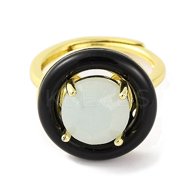 Rack Plating Round Brass Enamel Adjustable Rings RJEW-U004-01C-G-1