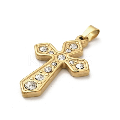 304 Stainless Steel Charms with Rhinestone STAS-Q343-16G-1