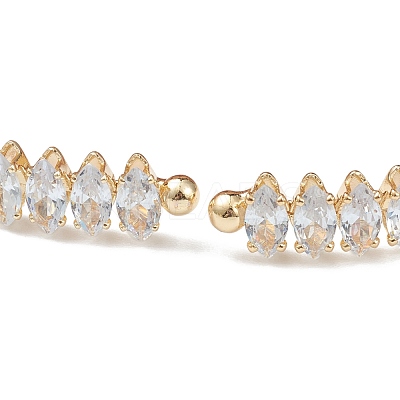 Brass Micro Pave Clear Cubic Zirconia Bangles BJEW-A116-04G-B-1