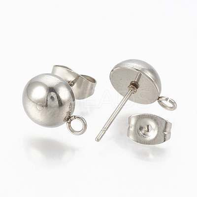 Non-Tarnish 201 Stainless Steel Stud Earring Findings STAS-Q225-16A-8mm-1
