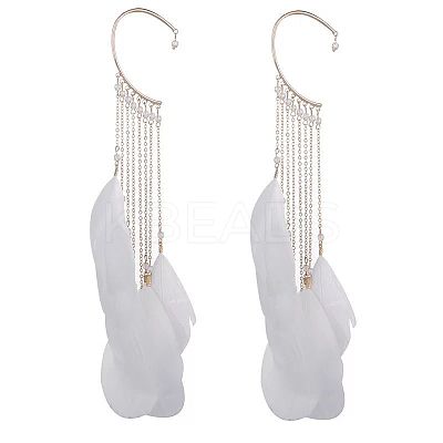 Bohemian Style Alloy Chain with Feather Tassel Cuff Earrings FS-WGB03F7-01-1