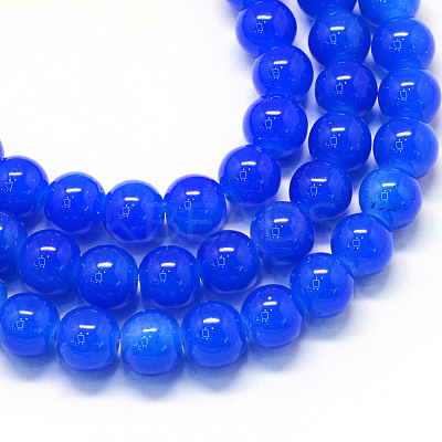 Baking Paint Imitation Jade Glass Round Bead Strands X-DGLA-Q021-10mm-33-1