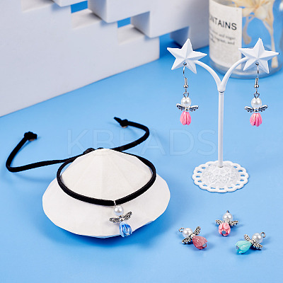 18Pcs 9 Colors Resin & Glass Pearl Angel Pendants FIND-TA0004-23-1