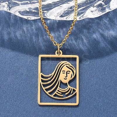 304 Stainless Steel Necklace NJEW-D330-01G-06-1