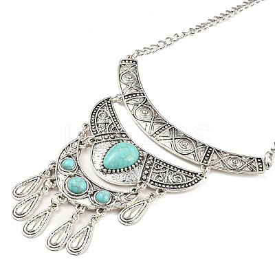 Bohemia Style Alloy Bib Necklace NJEW-H021-02AS-1