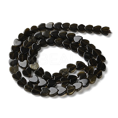 Natural Golden Sheen Obsidian Beads Strands G-M403-A46-02-1
