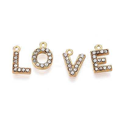 304 Stainless Steel and Rhinestone Pendants STAS-T071-11A-G-1