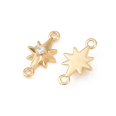Brass Pave Clear Cubic Zirconia Connector Charms KK-H524-14G-1
