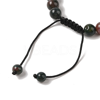 8mm Round Natural Indian Agate  Braided Bead Bracelets BJEW-C067-01B-27-1