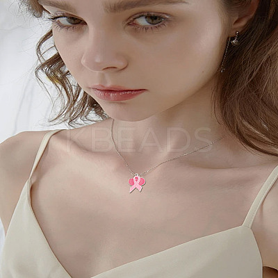 14Pcs 7 Styles Breast Cancer Pink Awareness Ribbon Theme Alloy Enamel Pendants ENAM-LP0002-39-1