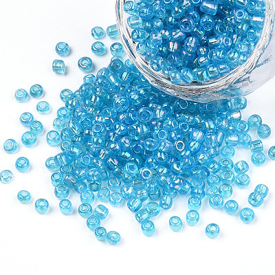 Round Transparent Colors Rainbow Glass Seed Beads X-SEED-A007-3mm-163-1