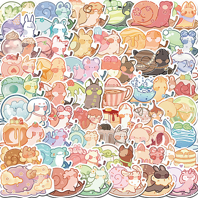 50Pcs Snail PVC Waterproof Self-Adhesive Stickers PW-WG70218-01-1