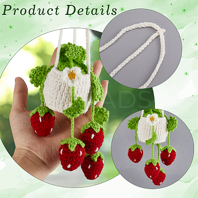 Strawberry Basket Woolen Yarn Pendant Decorations AJEW-WH20006-240B-1