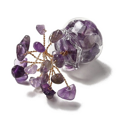 Natural Amethyst Chips Tree Decorations DJEW-Z007-02G-1