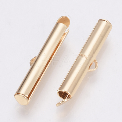 Brass Slide On End Clasp Tubes KK-Q747-11G-KC-1
