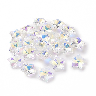 AB Color Plated Transparent Electroplate Glass Charms GLAA-H104-A04-1