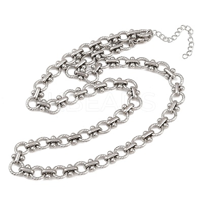 8MM 304 Stainless Steel Twisted Ring Link Chain Necklaces NJEW-Z105-04P-02-1